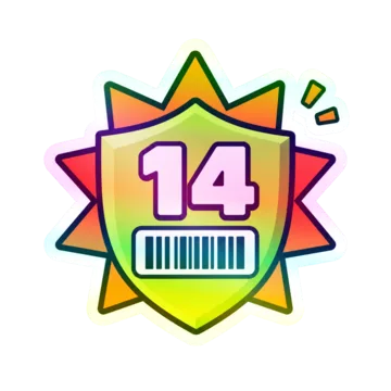 14-Day Shield holographic achievement sticker